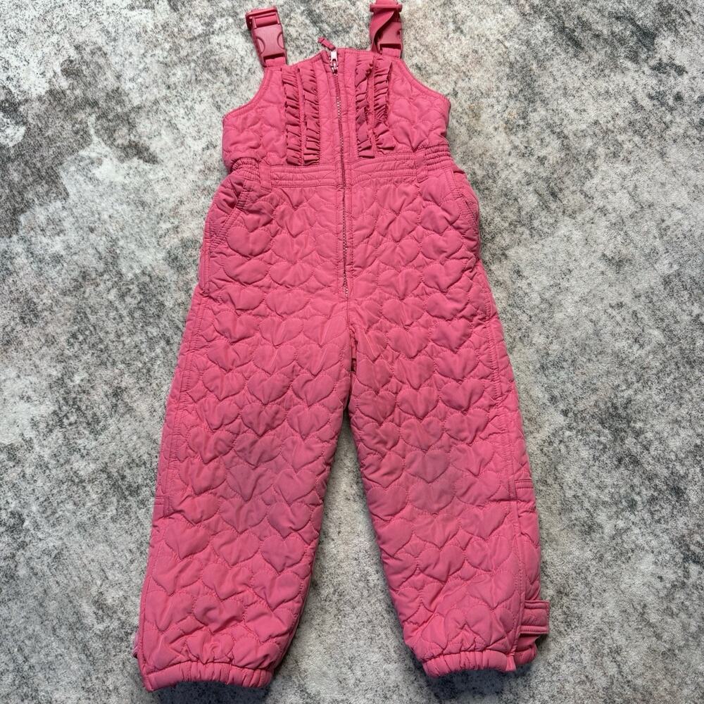 Baby GAP Fleece Lined Quilted Snow Pants Bibs Winter 3 Years 3T Toddler Pink